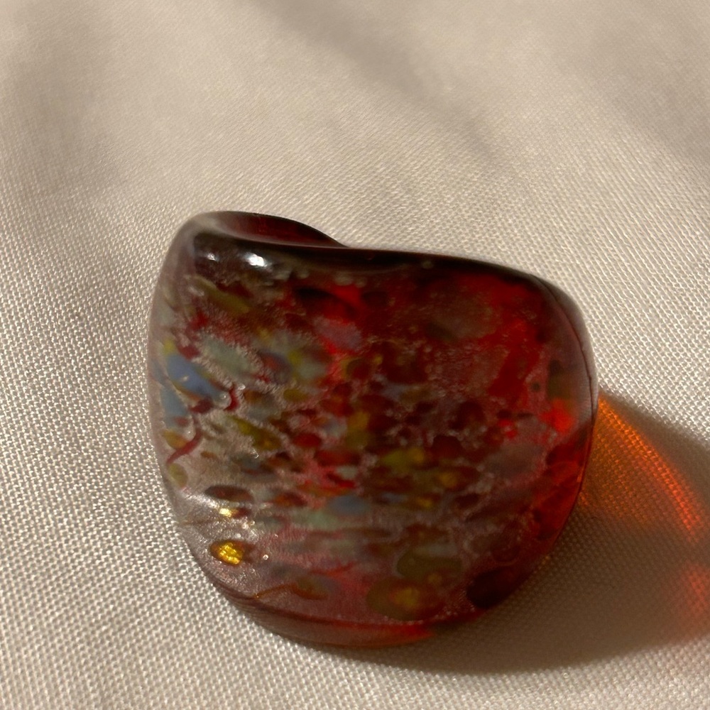Murano Ring Vintage dome Design Red With Gold Foil Size 7 Costume